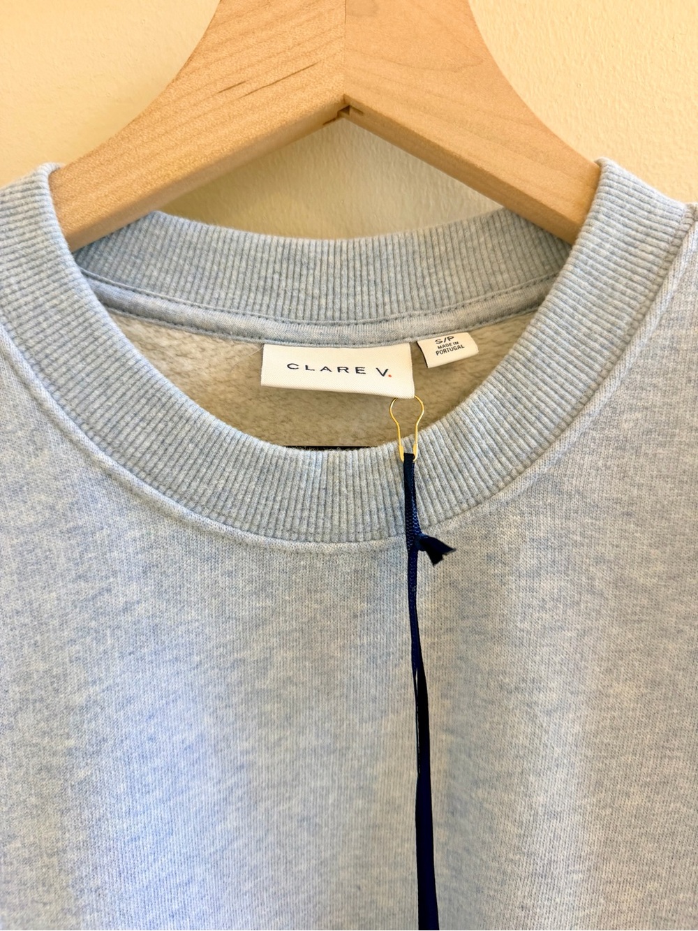Clare V Sweatshirt Top Heather blue NWT SMALL $175 - Picture 7 of 11
